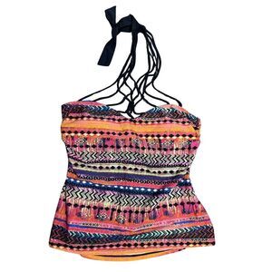 ISLAND ESCAPE Tankini Top 14 Paradise Macrame Tribal Halter Swim NWT